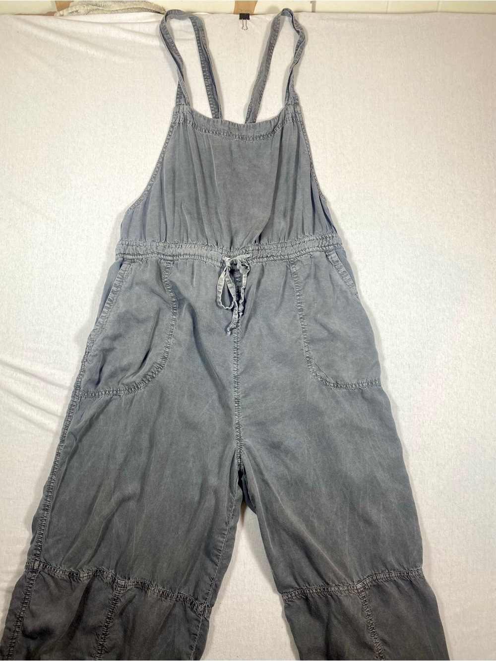 Susina Tencel Lyocell Gray Overall Jumpsuit Size L